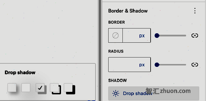 Screenshot of sidebar Border & Shadow section