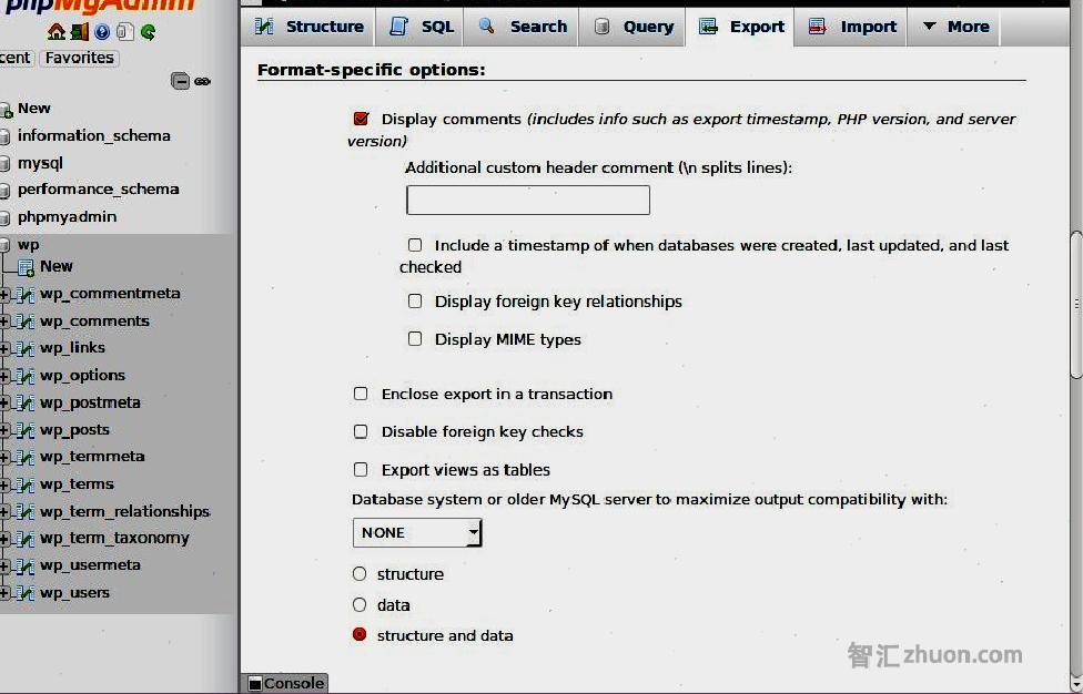 phpmyadmin_export_formatspecific