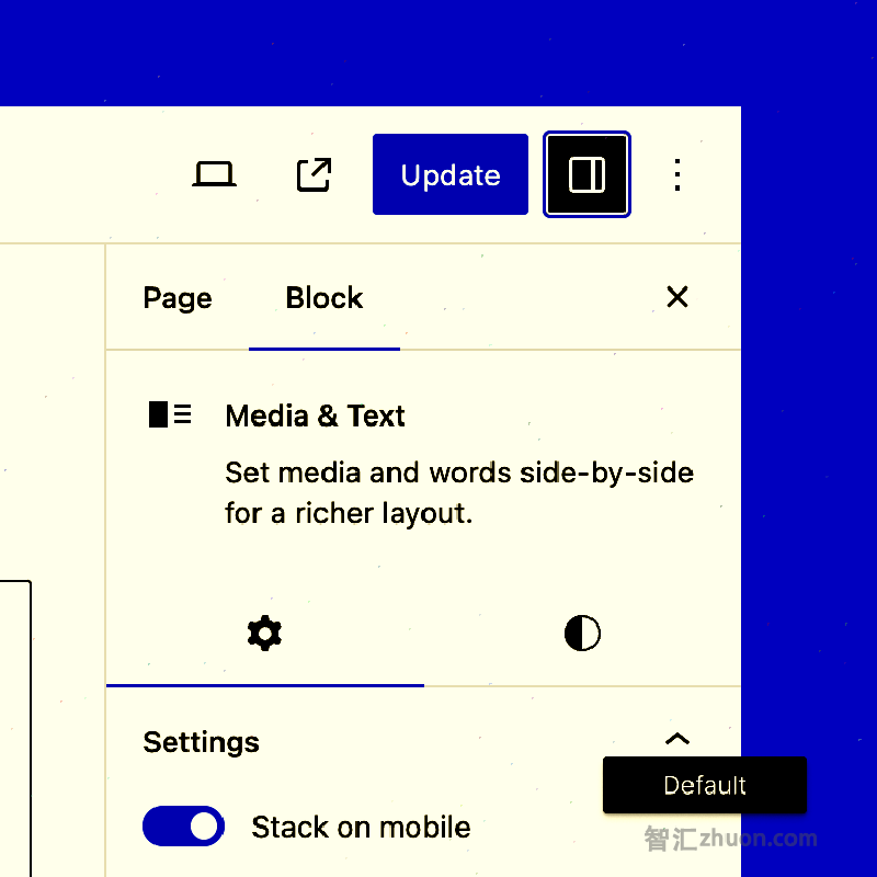 The block description when the isActive property is not applied. 