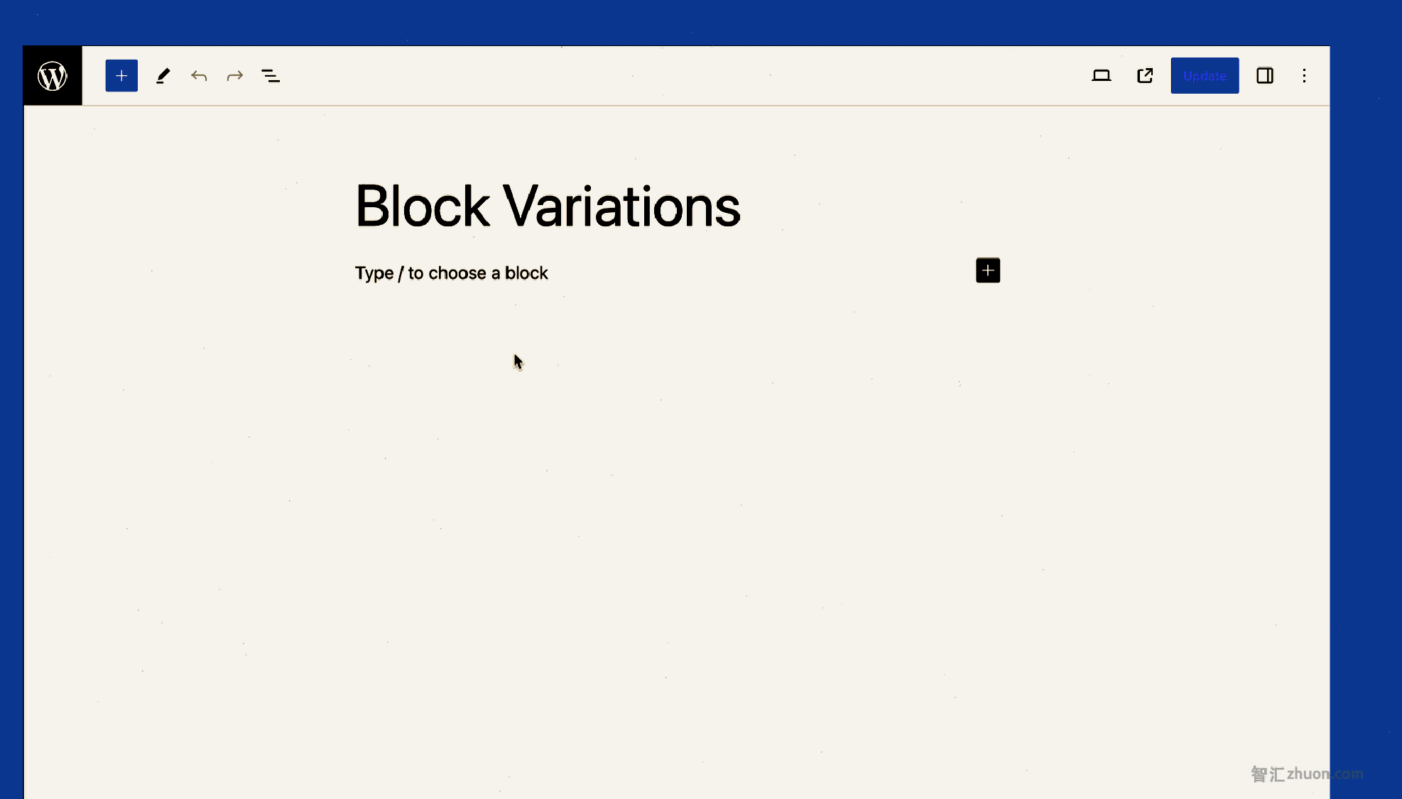 Inserting the custom block variation from the block Inserter.