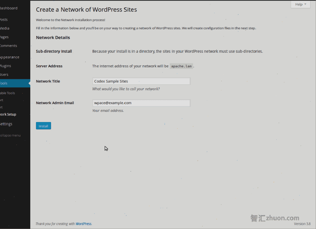 Create a Network of WordPress Sites page