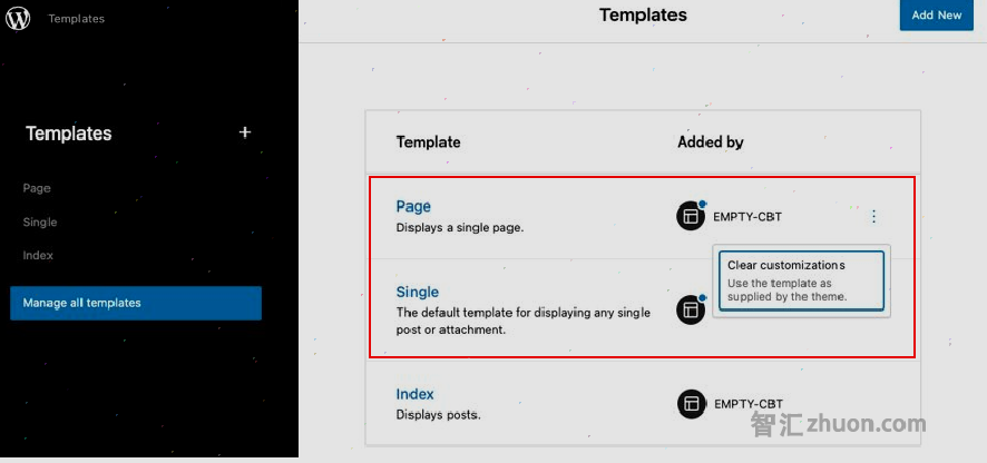 Screenshot showing the Site Editor’s site view for template management \\\\\\\\\\\\\\\\\\\\\\\\\\\\\\\\n