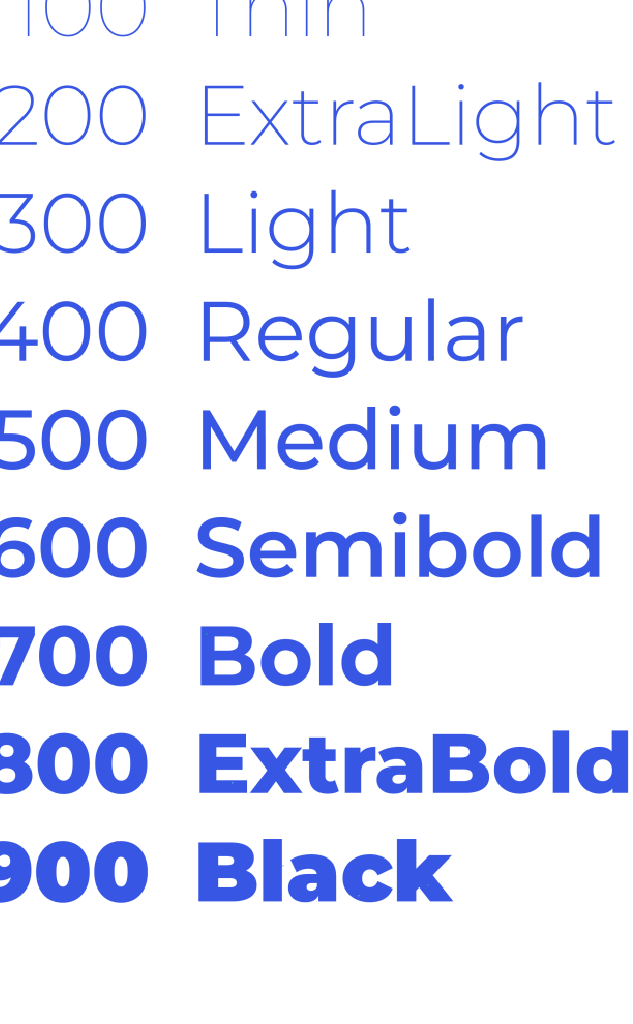 Illustration: The nine weights of the Montserat type family.