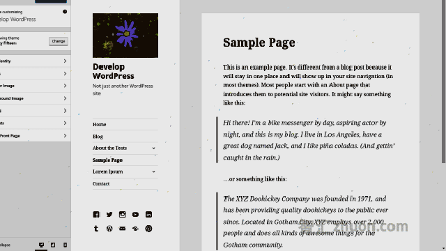 The customizer as it appears in WordPress 4.6 with the Twenty Fifteen theme.