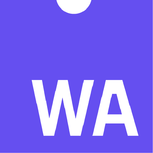 The WebAssembly logo. A purple square with the WA letters in white on the bottom right.