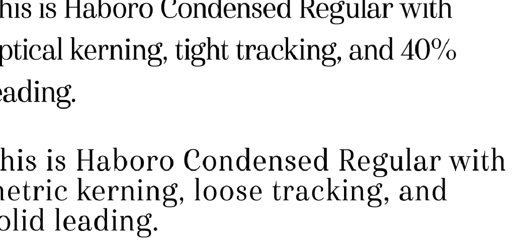 Image: two type samples. One has loose leading and tight tracking—the other has tight leading and loose tracking.