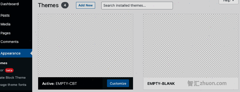 Screenshot showing the admin dashboard with the active EMPTY-CBT theme\\\\\\\\\\\\\\\\\\\\\\\\\\\\\\\\n