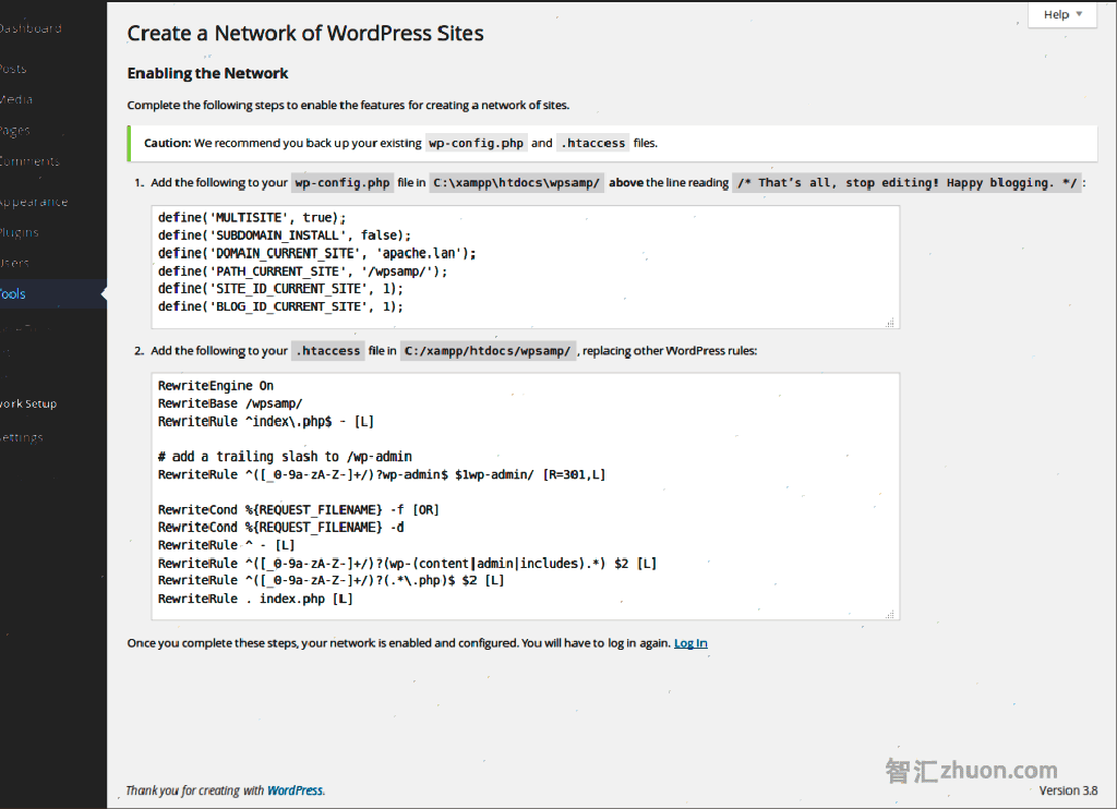 Populated settings when creating a network of sites