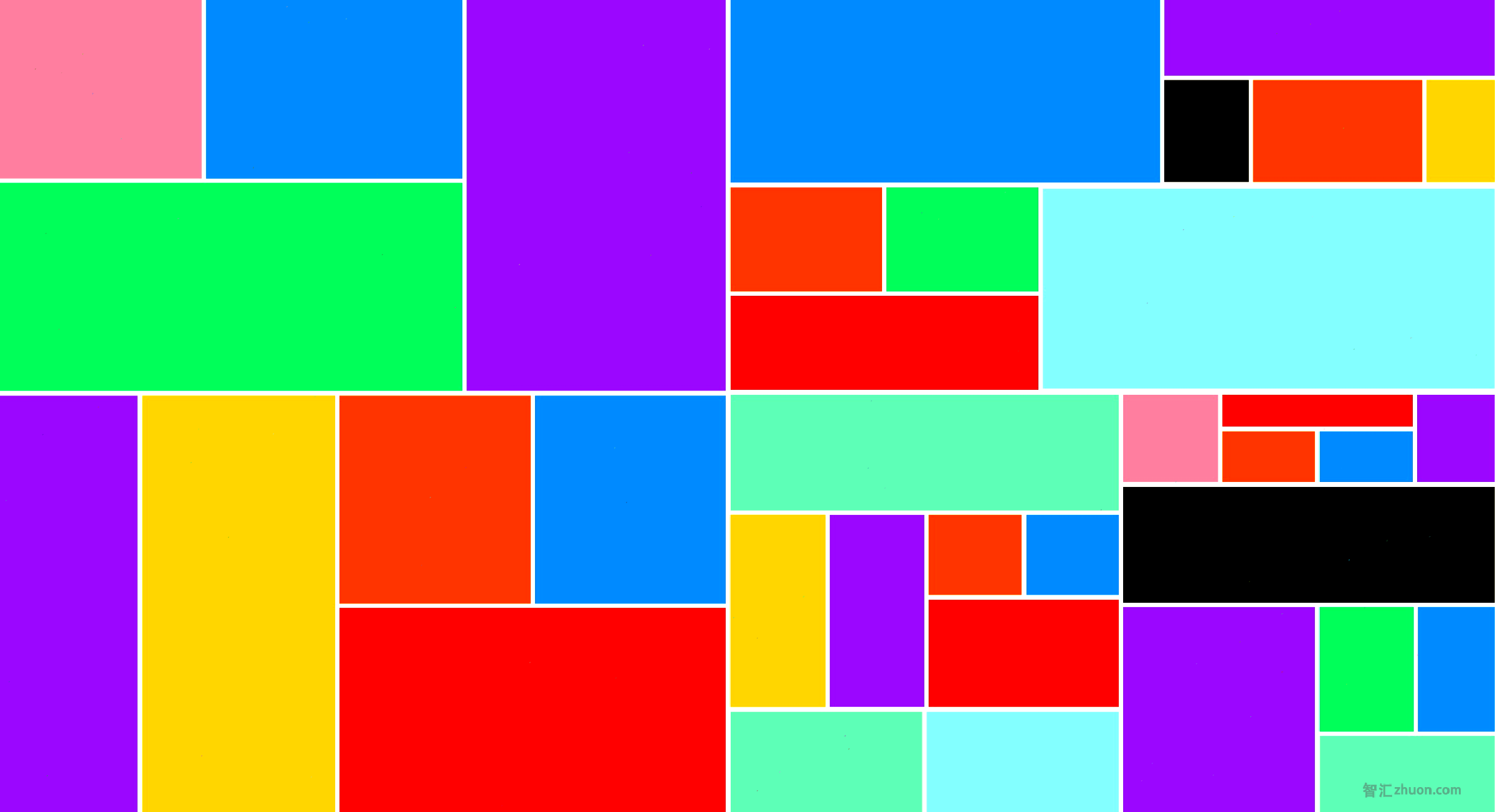 Colorful blocks in various shapes fit into a masonry-style grid.